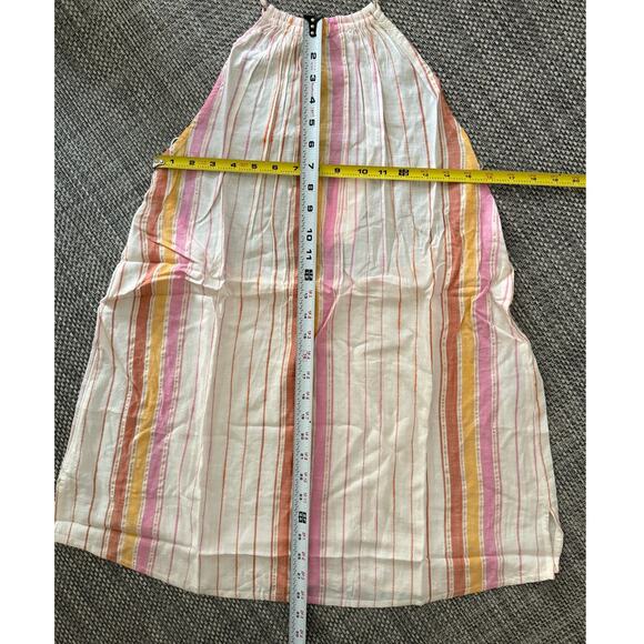 L SPACE NWT Cotton Lydia Open Back Halter Neck Stripe Cover-up Mini Dress M - Picture 3 of 4